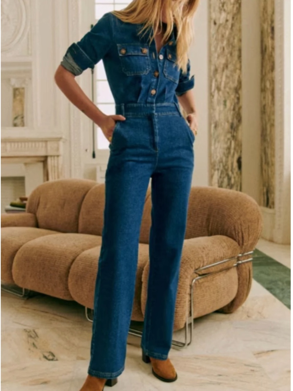 Sezane Brooklyn Denim Jumpsuit